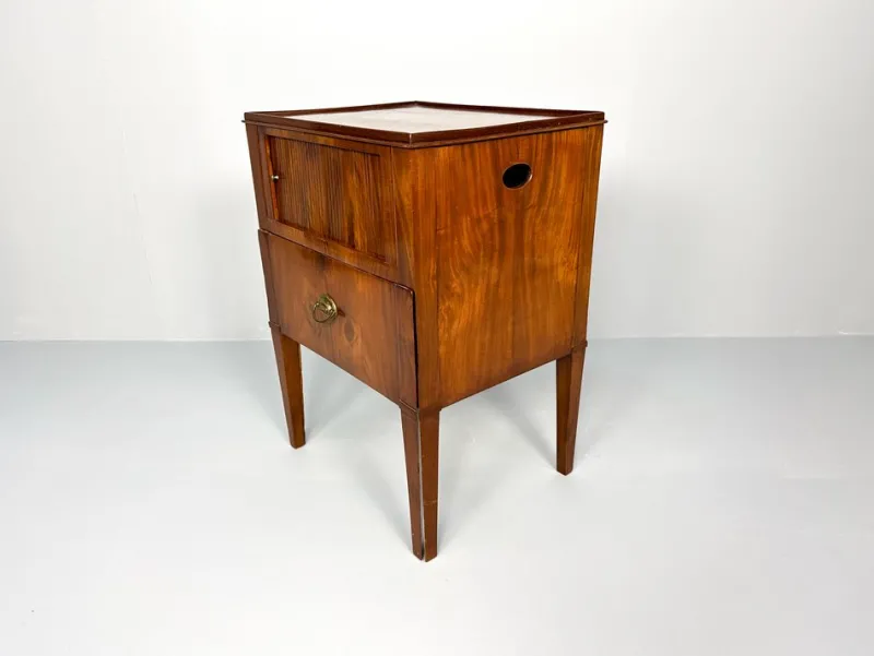 Pamono Antique Nightstand with Roller Door, 19th Century> Nightstands
