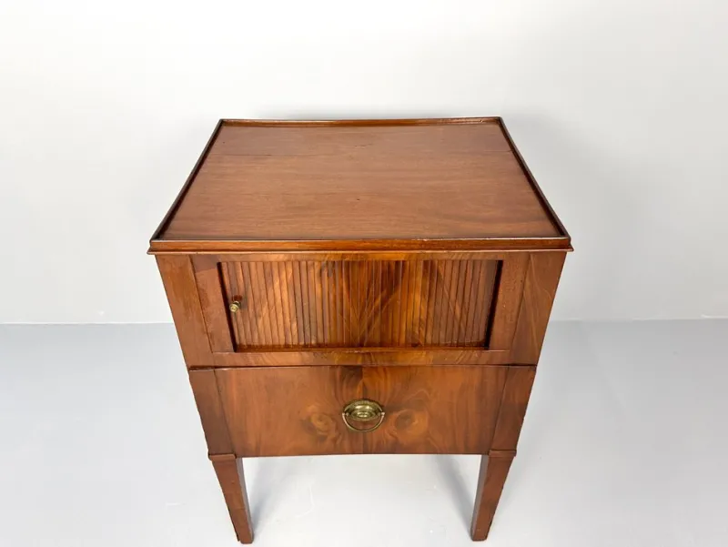 Pamono Antique Nightstand with Roller Door, 19th Century> Nightstands