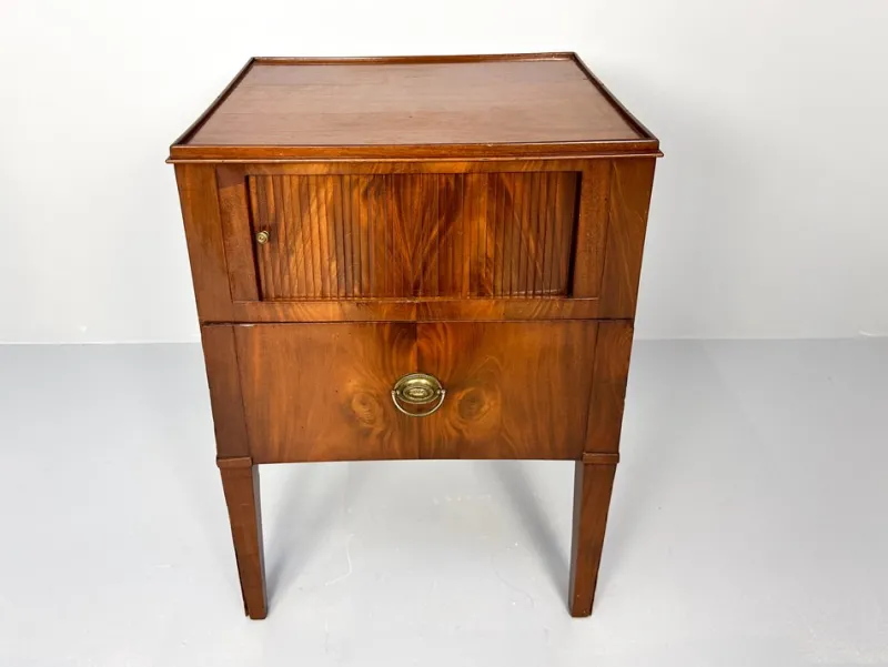 Pamono Antique Nightstand with Roller Door, 19th Century> Nightstands