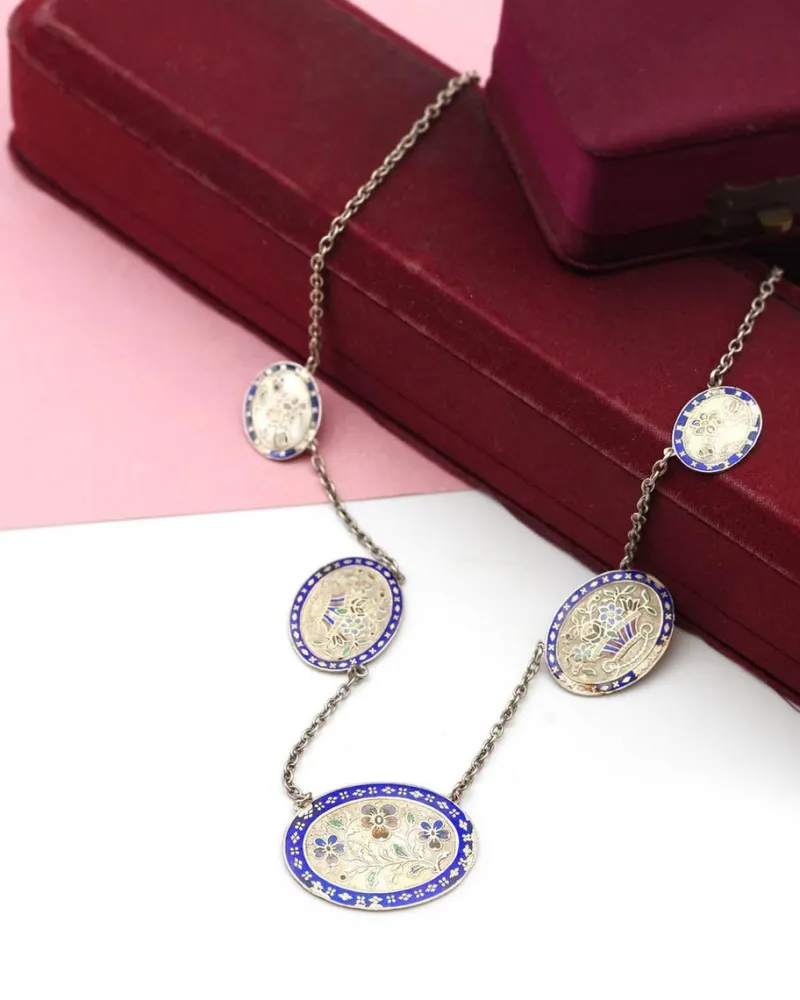 Pamono Antique Normandy Enamel Necklace> Necklaces