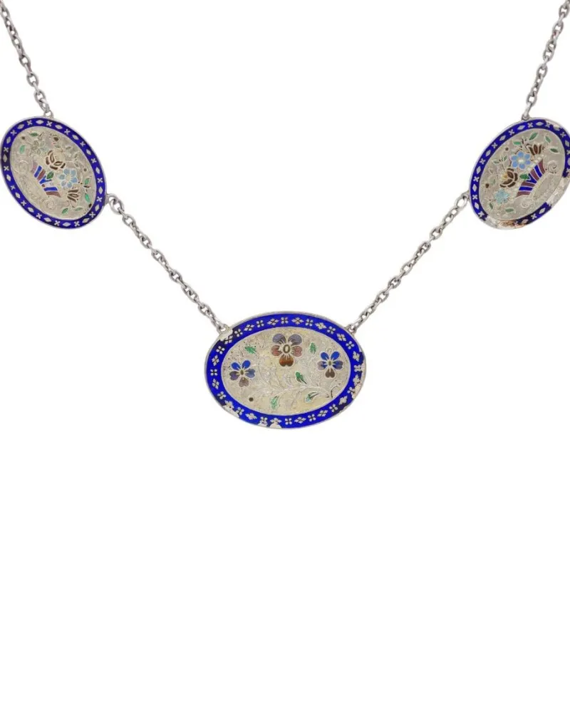 Pamono Antique Normandy Enamel Necklace> Necklaces