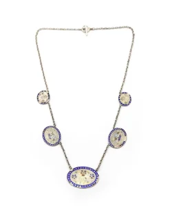 Pamono Antique Normandy Enamel Necklace><noscript><img width=