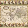 Pamono Antique Nova Totius Terrarum Orbis Geographica ac Hydrographica Tabula Claes Map by Janszoon Visscher, 1652> Wall Decor