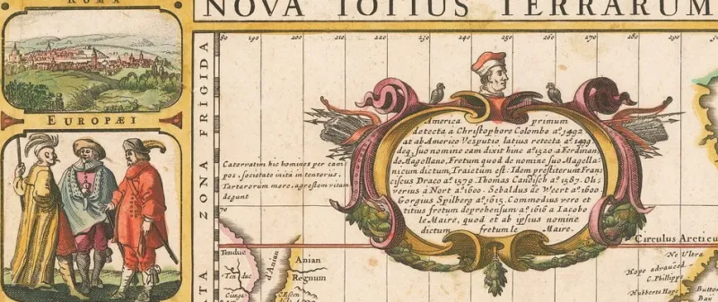 Pamono Antique Nova Totius Terrarum Orbis Geographica ac Hydrographica Tabula Claes Map by Janszoon Visscher, 1652> Wall Decor