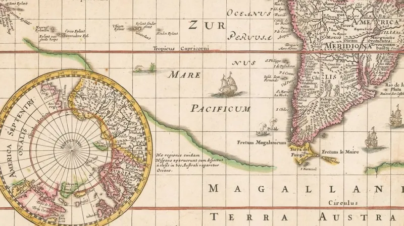 Pamono Antique Nova Totius Terrarum Orbis Geographica ac Hydrographica Tabula Claes Map by Janszoon Visscher, 1652> Wall Decor