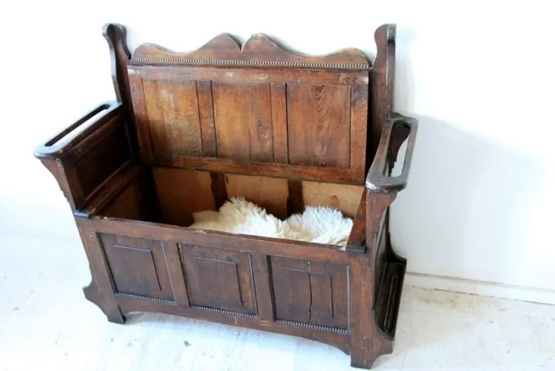 Pamono Antique Oak Bench With Storage
