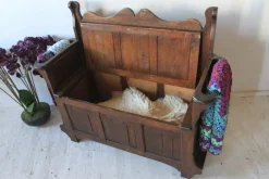 Pamono Antique Oak Bench With Storage