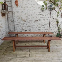 Pamono Antique Oak Benches, 1960s, Set of 2> Benches