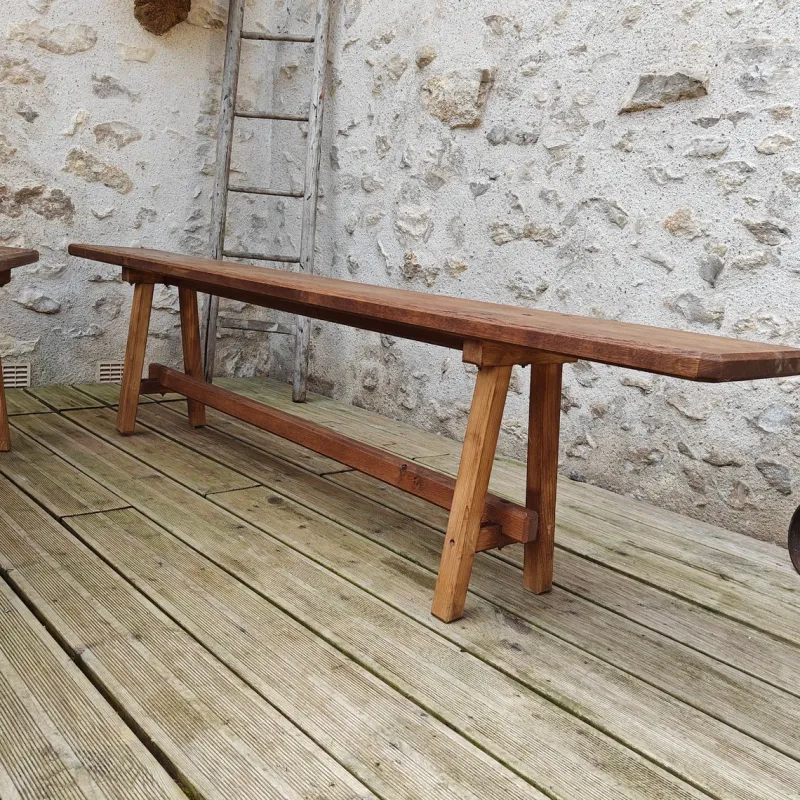 Pamono Antique Oak Benches, 1960s, Set of 2> Benches