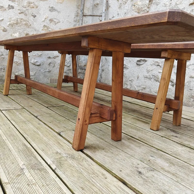 Pamono Antique Oak Benches, 1960s, Set of 2> Benches