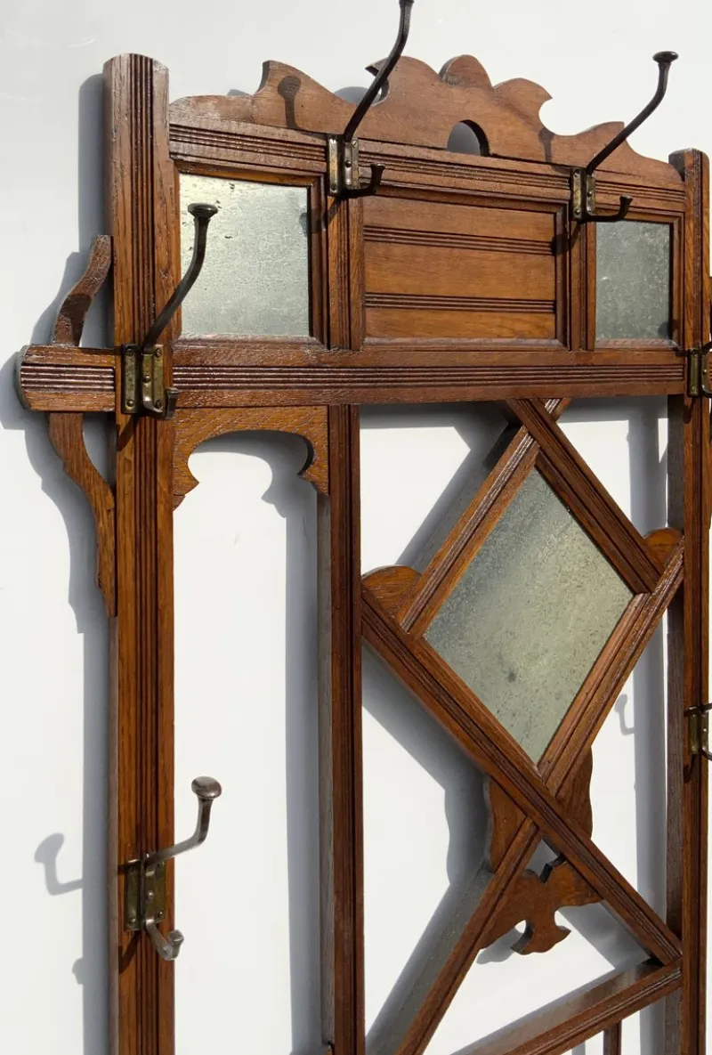 New Pamono Antique Oak Coat Rack, 1890s
