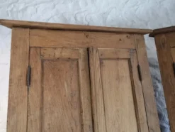 New Pamono Antique Oak Corner Cabinets, 1890, Set of 2