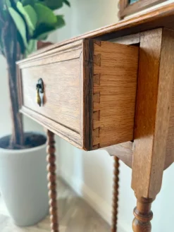 Discount Pamono Antique Oak Gentleman's Vanity Shaving Stand Table with Adjustable Mirror from Jas Shoolbred, 1890s