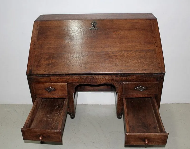 Pamono Antique Oak Secretary Desk> Secretaires