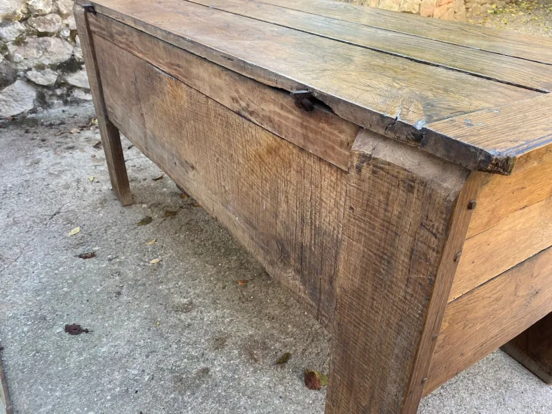 Pamono Antique Oak Trunk, 19th Century