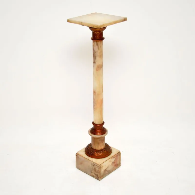 Pamono Antique Onyx and Brass Column, 1910s> Pedestals And Columns