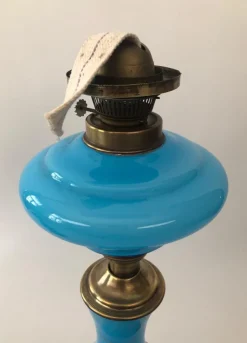 Pamono Antique Opaline Glass Oil Table Lamps Depicting Napoleon and Josephine, 1890s, Set of 2