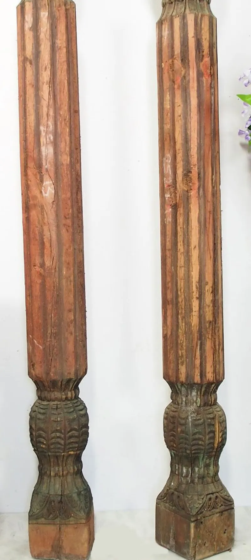 Pamono Antique Orient Hand-Carved Wooden Pillar Column, Swat Valley Pakistan, 1890s> Pedestals And Columns