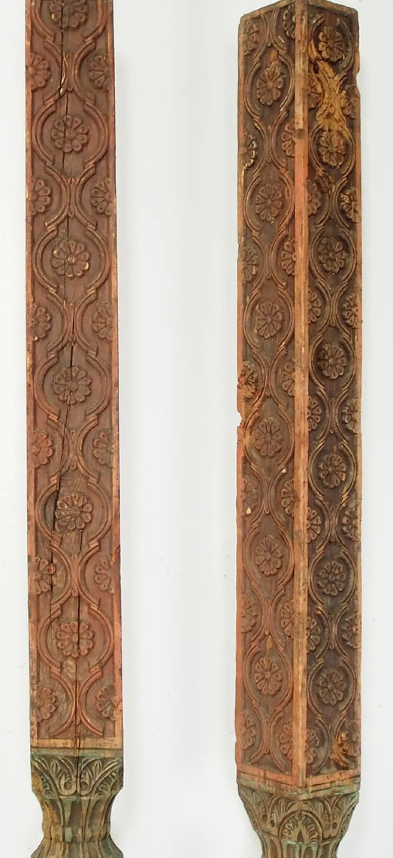 Pamono Antique Orient Hand-Carved Wooden Pillar Column, Swat Valley Pakistan, 1890s> Pedestals And Columns