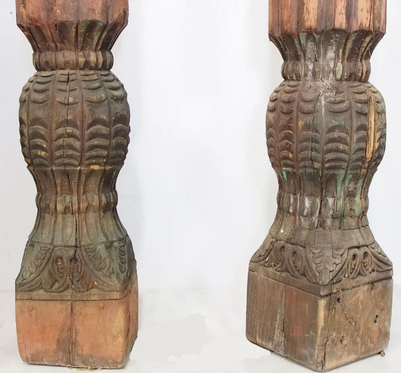 Pamono Antique Orient Hand-Carved Wooden Pillar Column, Swat Valley Pakistan, 1890s> Pedestals And Columns