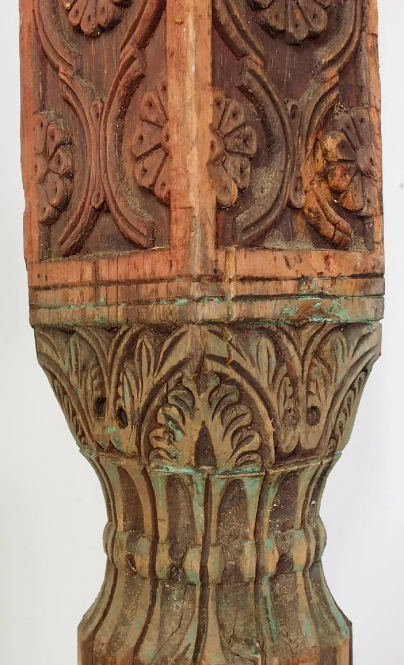 Pamono Antique Orient Hand-Carved Wooden Pillar Column, Swat Valley Pakistan, 1890s> Pedestals And Columns
