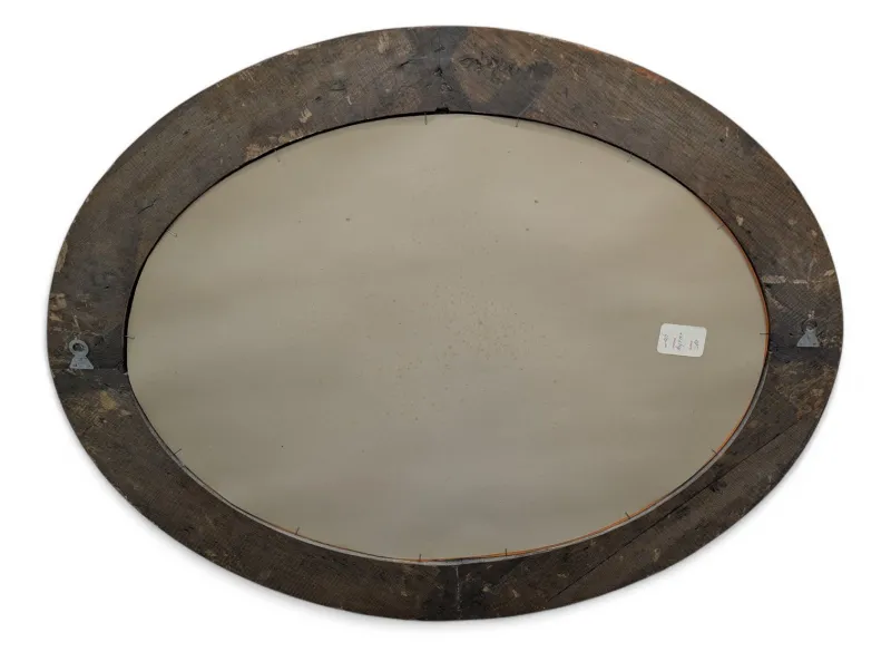 Pamono Antique Oval Mirror with Carved Wood Frame> Mirrors