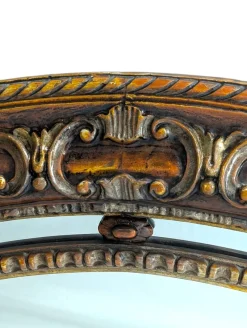 Pamono Antique Oval Mirror with Carved Wood Frame><noscript><img width=