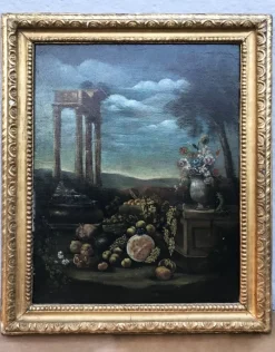Pamono Antique Paintings, Oil on Canvas, Framed, Set of 2> Classical