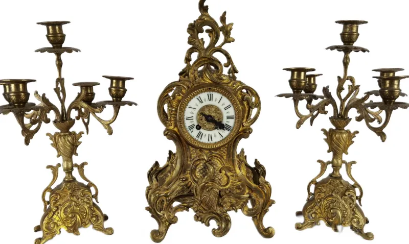 Outlet Pamono Antique Pendulum Table Clock by Japy Freres, 1855, Set of 3