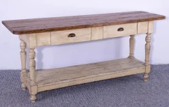 Discount Pamono Antique Pine Dining Table with Waxed Top, 1900s