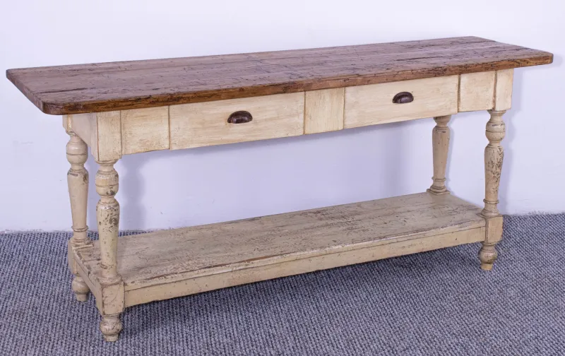Discount Pamono Antique Pine Dining Table with Waxed Top, 1900s