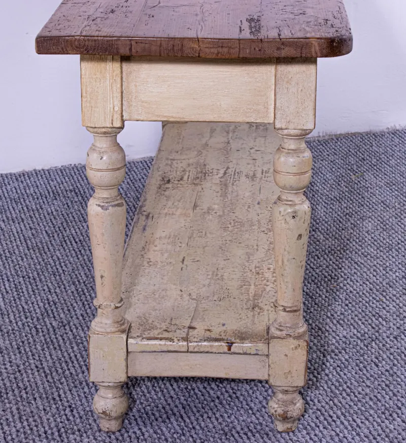Discount Pamono Antique Pine Dining Table with Waxed Top, 1900s