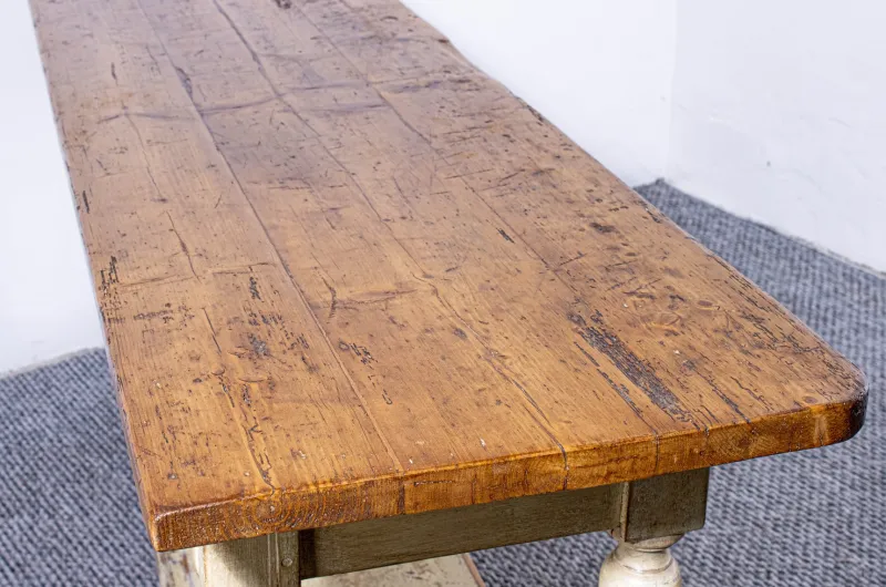 Discount Pamono Antique Pine Dining Table with Waxed Top, 1900s