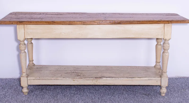Discount Pamono Antique Pine Dining Table with Waxed Top, 1900s