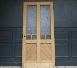 Pamono Antique Pine Door with Glass, 1890s> Architectural Elements