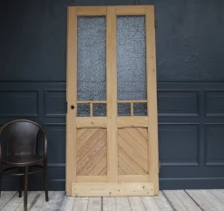 Pamono Antique Pine Door with Glass, 1890s> Architectural Elements