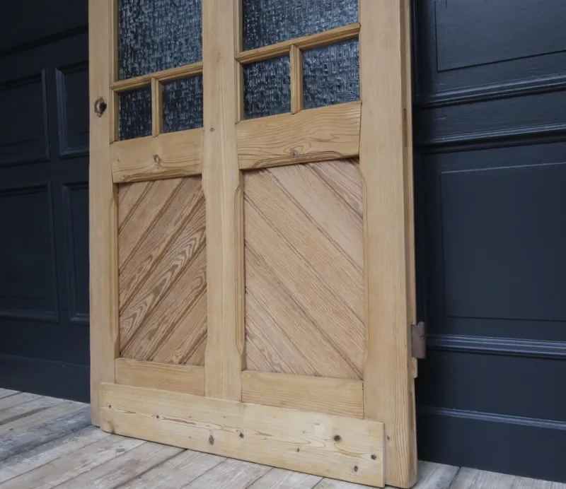 Pamono Antique Pine Door with Glass, 1890s> Architectural Elements