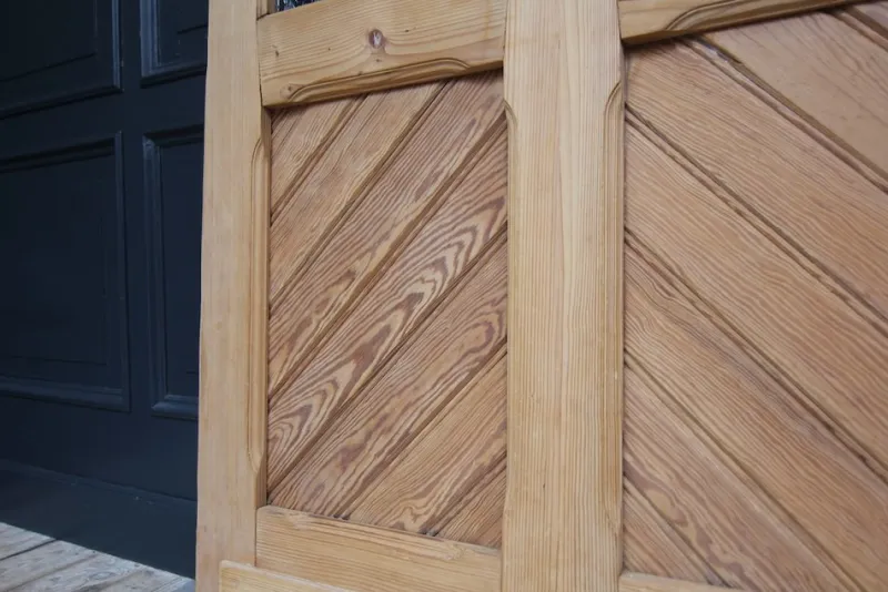 Pamono Antique Pine Door with Glass, 1890s> Architectural Elements