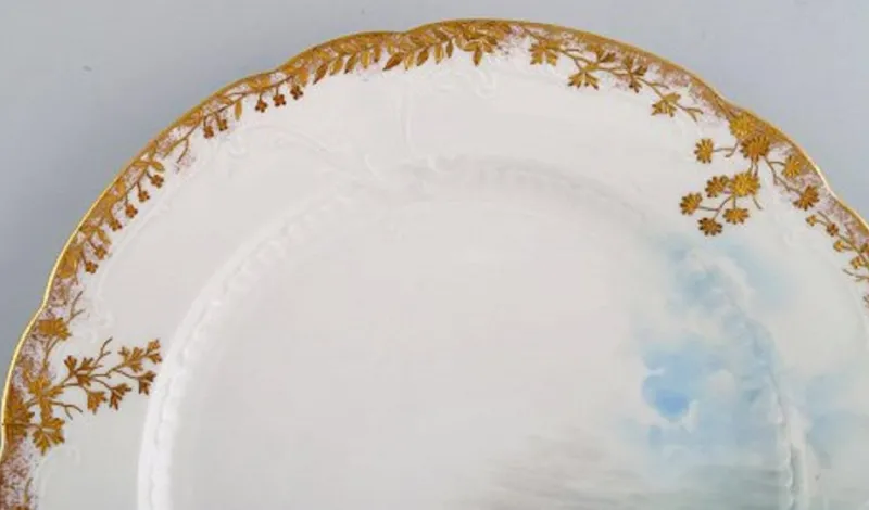 Pamono Antique Pirkenhammer Porcelain Dinner Plates with Hand-Painted Fish, Set of 12> Dinner Plates & Bowls
