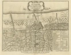 Pamono Antique Plan of Dunkirk by Basire, 1785> Wall Decor