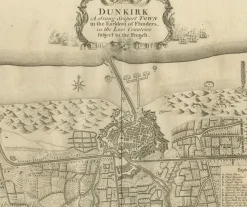 Pamono Antique Plan of Dunkirk by Basire, 1785><noscript><img width=
