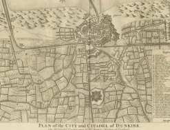 Pamono Antique Plan of Dunkirk by Basire, 1785><noscript><img width=