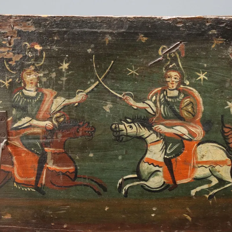 Sale Pamono Antique Poplar Chest with Painted Interior, Italy, 18th Century
