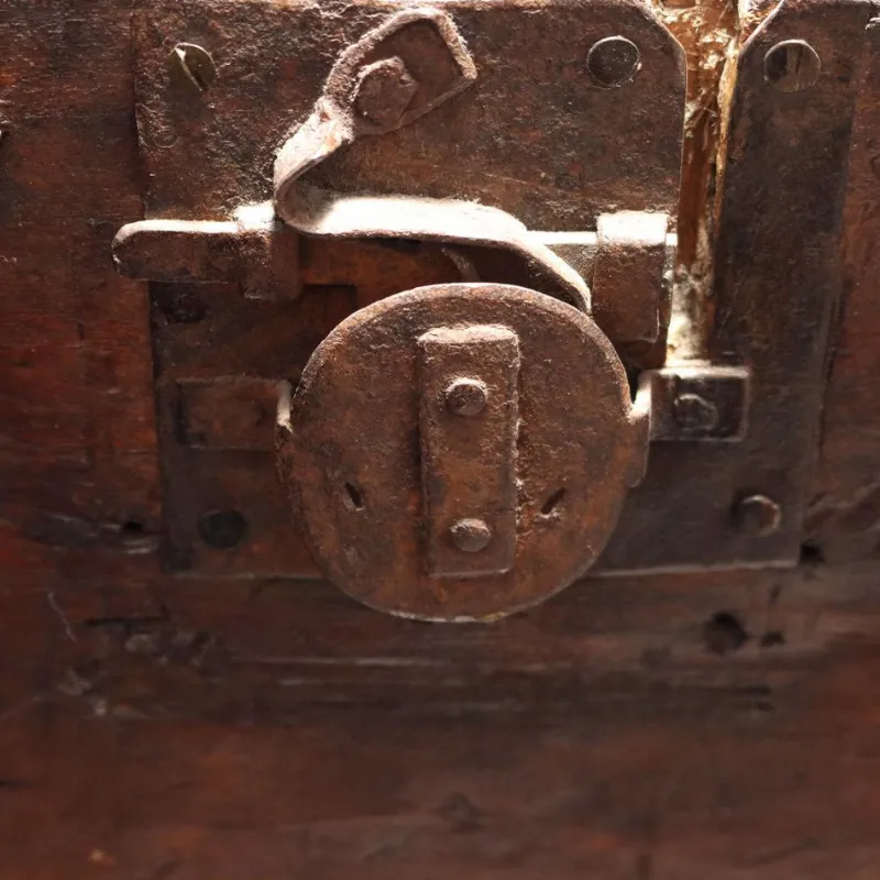 Sale Pamono Antique Poplar Chest with Painted Interior, Italy, 18th Century
