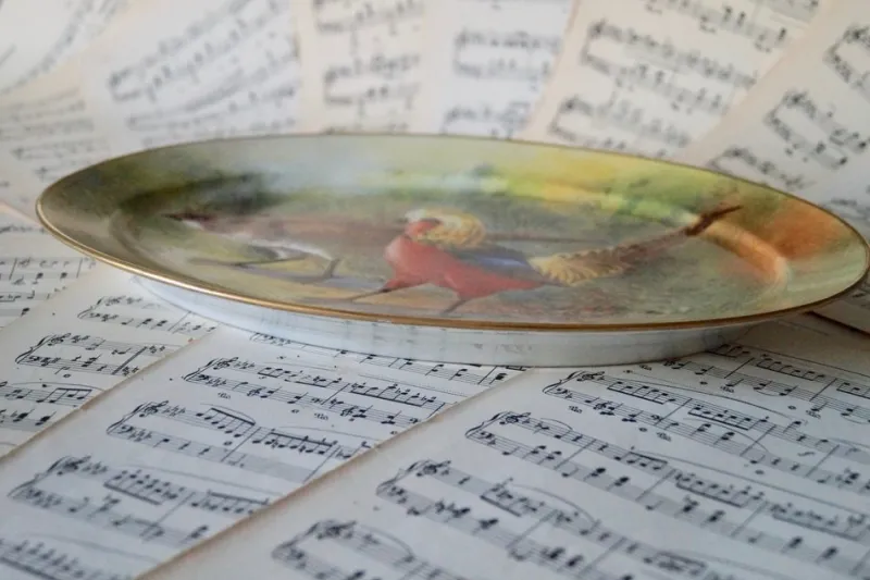 Pamono Antique Porcelain Hand-Painted Oval Serving Dish with Hunting Birds from Limoges> Serving Dishes