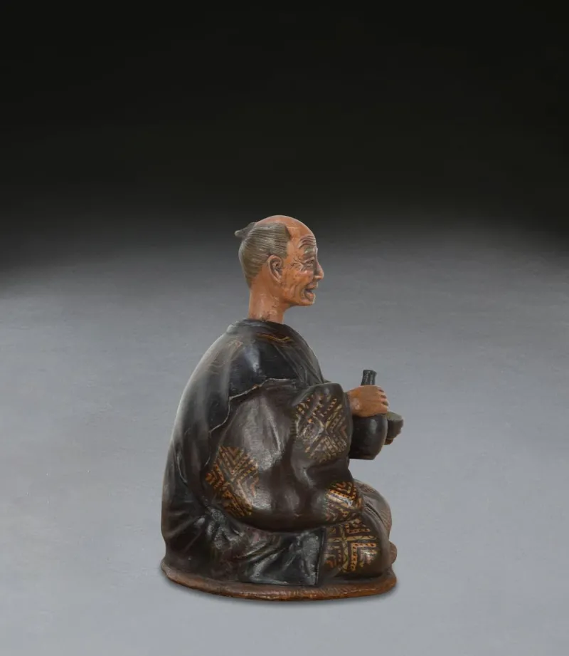 New Pamono Antique Pottery Nodding Figure, 1850