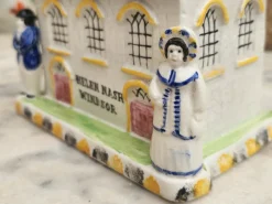Pamono Antique Pottery Wesleyan Chapel Money Box with Helen Nash Windsor Inscription, 1850s><noscript><img width=