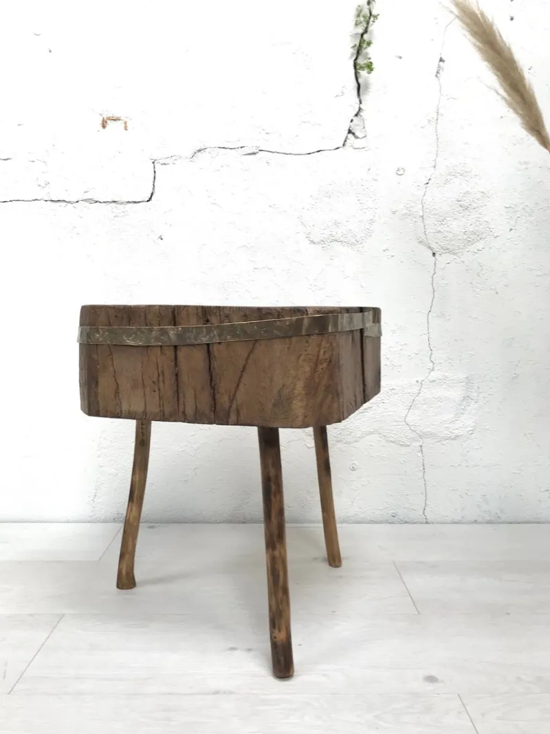 New Pamono Antique Primitive Butcher's Block in Raw Wood