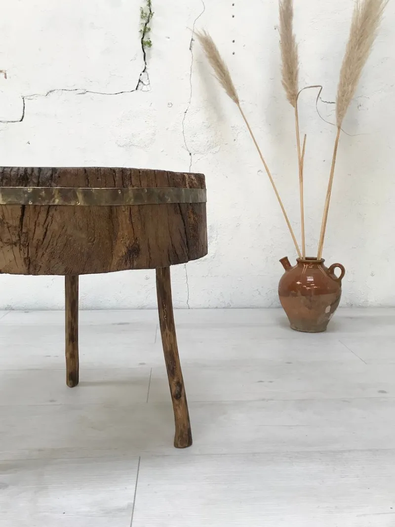 New Pamono Antique Primitive Butcher's Block in Raw Wood