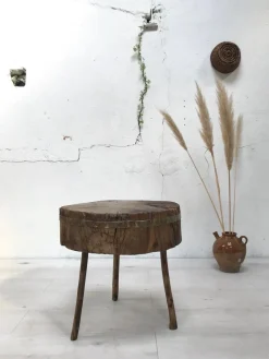 New Pamono Antique Primitive Butcher's Block in Raw Wood